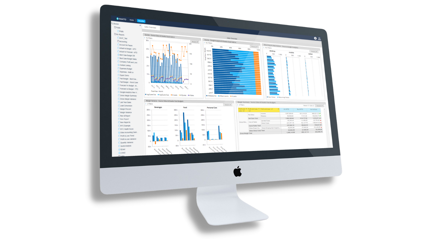 Essatto connect and combine data reporting screen